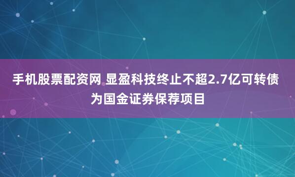 手机股票配资网 显盈科技终止不超2.7亿可转债 为国金证券保荐项目