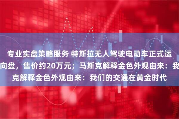 专业实盘策略服务 特斯拉无人驾驶电动车正式运营，没有踏板没有方向盘，售价约20万元；马斯克解释金色外观由来：我们的交通在黄金时代